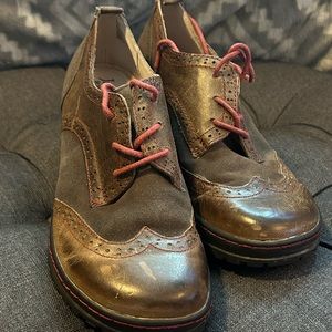 Jambu Brown Leather Wingtip Oxford San Fran Lace Up Shoes Womens 8 Block Heels